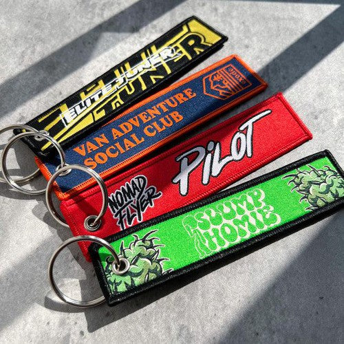 Custom Double-Sided Woven Flight Key Tag – Free Design Proof & Quote