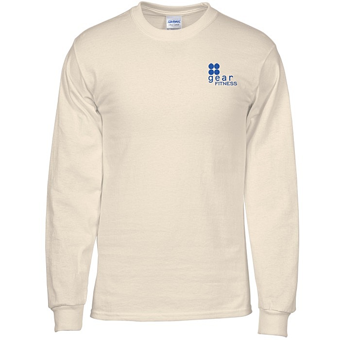 Custom Gildan Ultra Cotton LS T-Shirt - Screen - White
