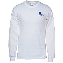 Custom Gildan Ultra Cotton LS T-Shirt - Screen - White
