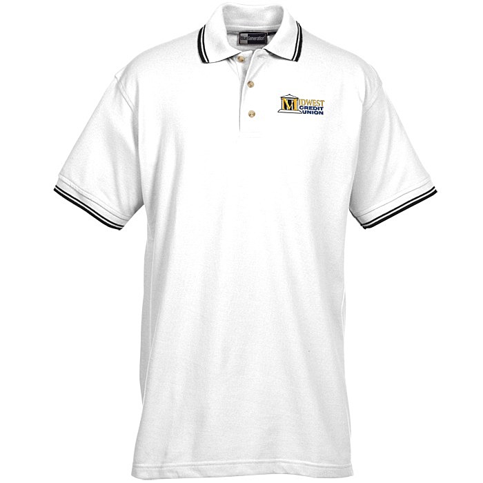 Custom Blue Generation Tipped Pique Polo - Men's