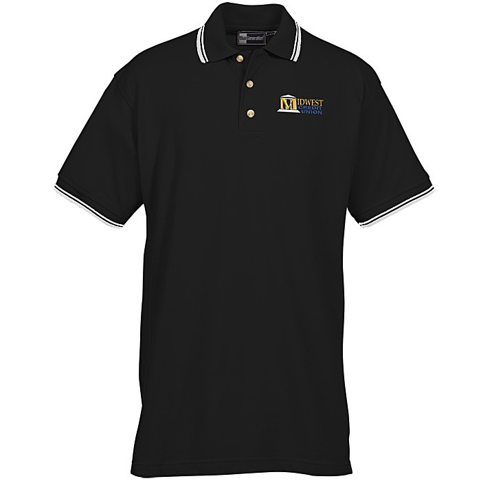 Custom Blue Generation Tipped Pique Polo - Men's