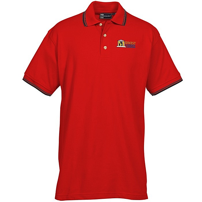 Custom Blue Generation Tipped Pique Polo - Men's
