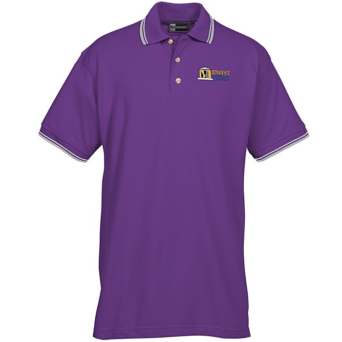 Custom Blue Generation Tipped Pique Polo - Men's