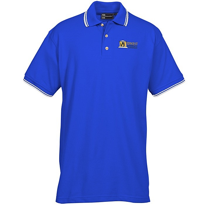 Custom Blue Generation Tipped Pique Polo - Men's