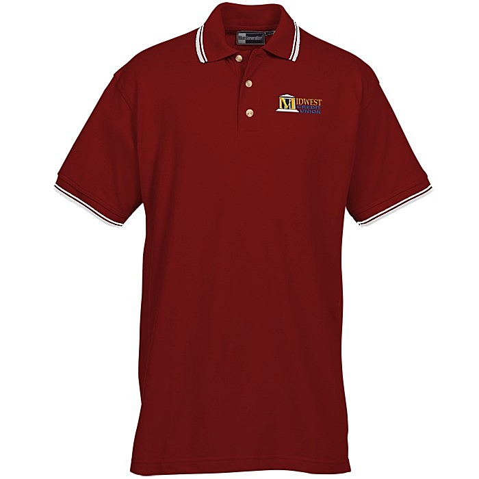 Custom Blue Generation Tipped Pique Polo - Men's