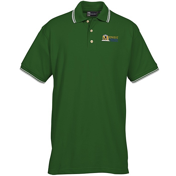 Custom Blue Generation Tipped Pique Polo - Men's