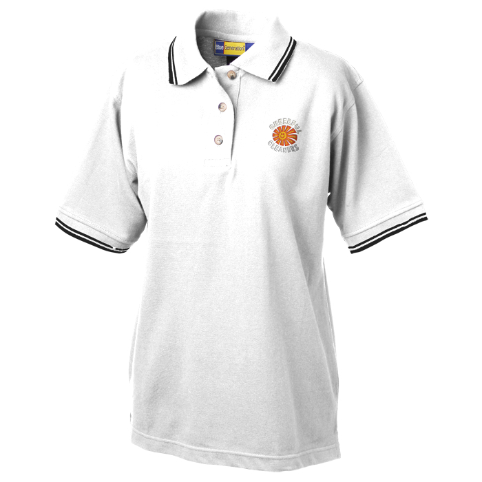 Custom Blue Generation Tipped Pique Polo - Ladies'