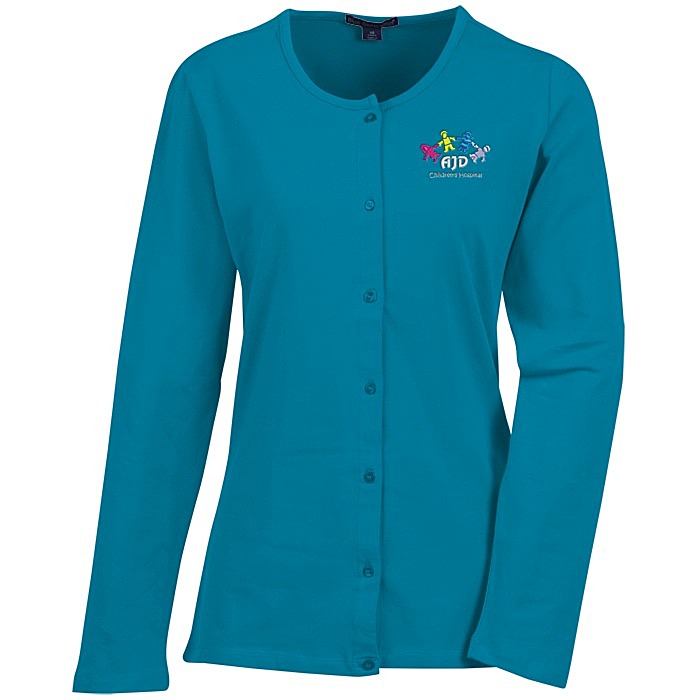 Custom Blue Generation Long Sleeve Cardigan - Ladies'