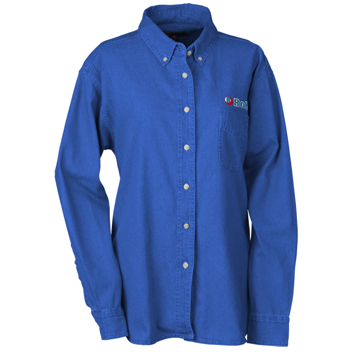 Custom Cotton Denim Shirt - Ladies'