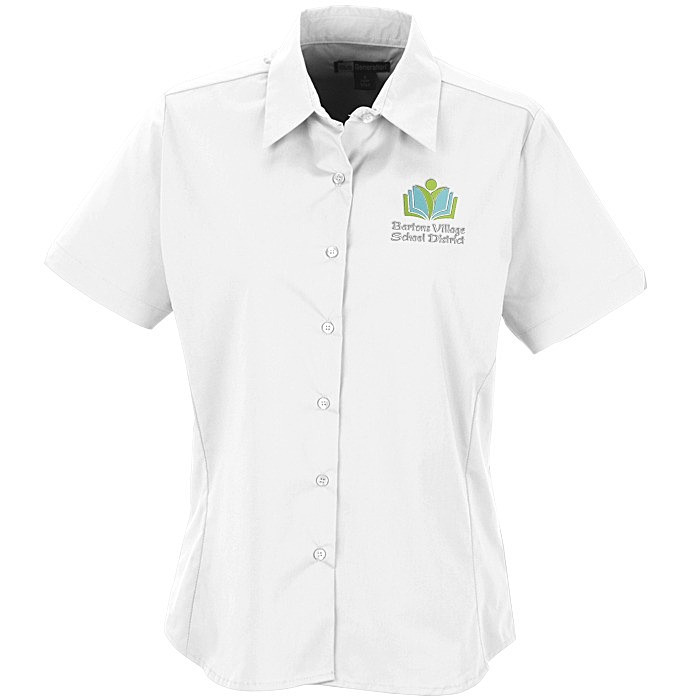Custom Easy Care Stretch Poplin Short Sleeve Blouse - Ladies'