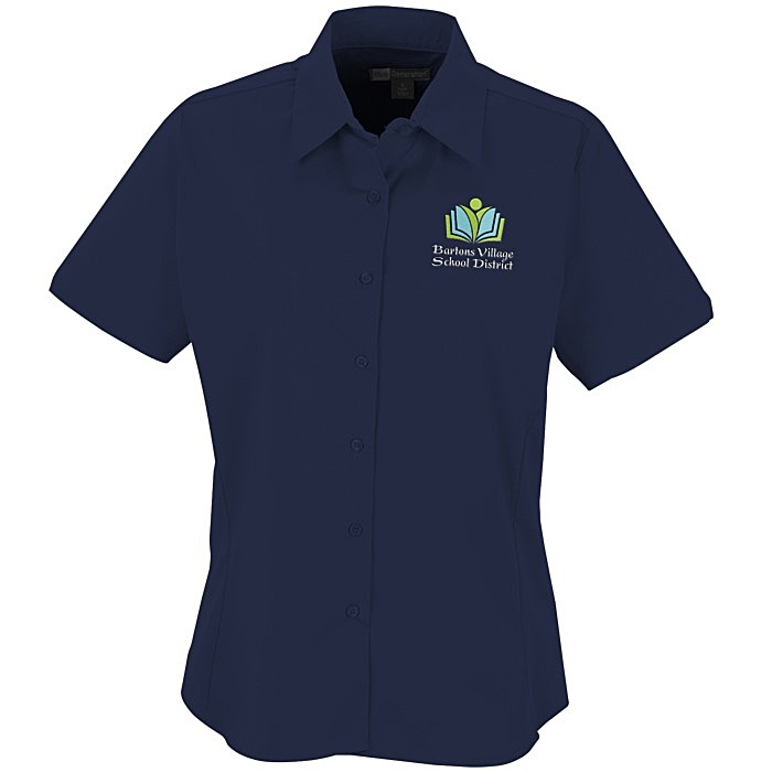 Custom Easy Care Stretch Poplin Short Sleeve Blouse - Ladies'