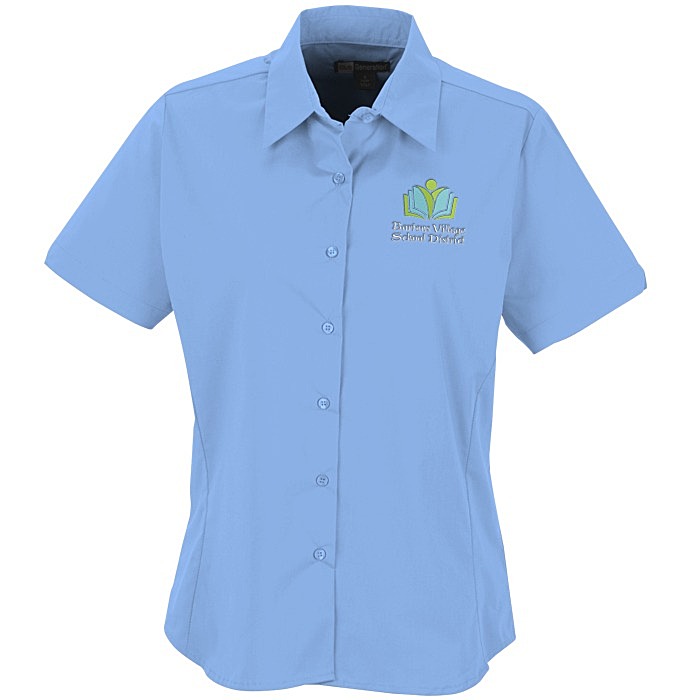 Custom Easy Care Stretch Poplin Short Sleeve Blouse - Ladies'