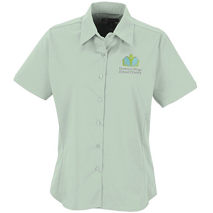 Custom Easy Care Stretch Poplin Short Sleeve Blouse - Ladies'