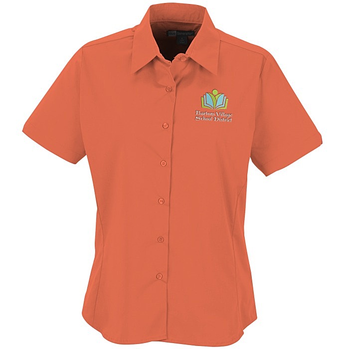 Custom Easy Care Stretch Poplin Short Sleeve Blouse - Ladies'