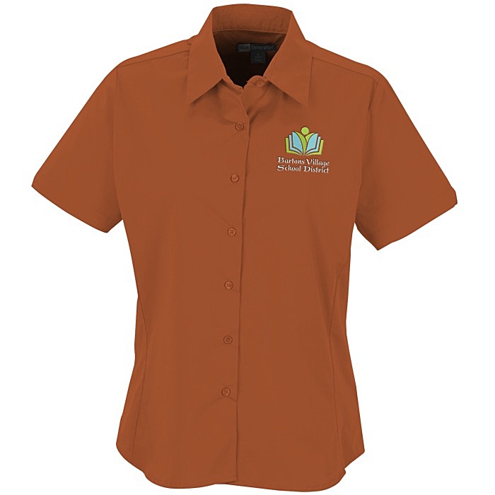 Custom Easy Care Stretch Poplin Short Sleeve Blouse - Ladies'