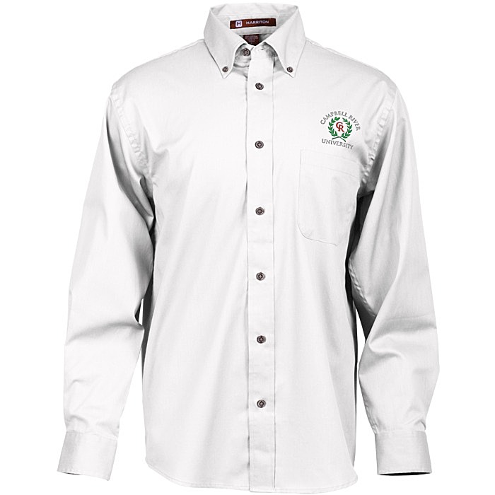 Custom Harriton Twill Shirt with Stain Release - Men's