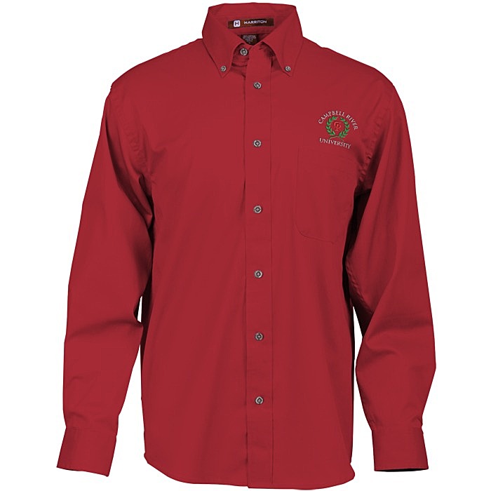 Custom Harriton Twill Shirt with Stain Release - Men's