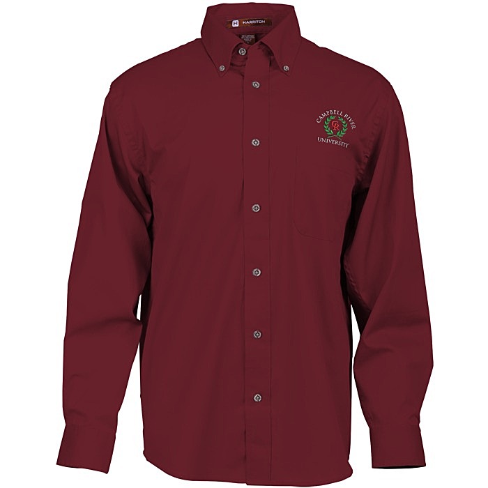 Custom Harriton Twill Shirt with Stain Release - Men's