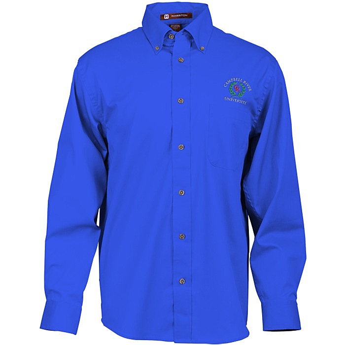 Custom Harriton Twill Shirt with Stain Release - Men's