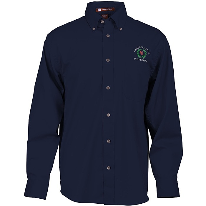 Custom Harriton Twill Shirt with Stain Release - Men's
