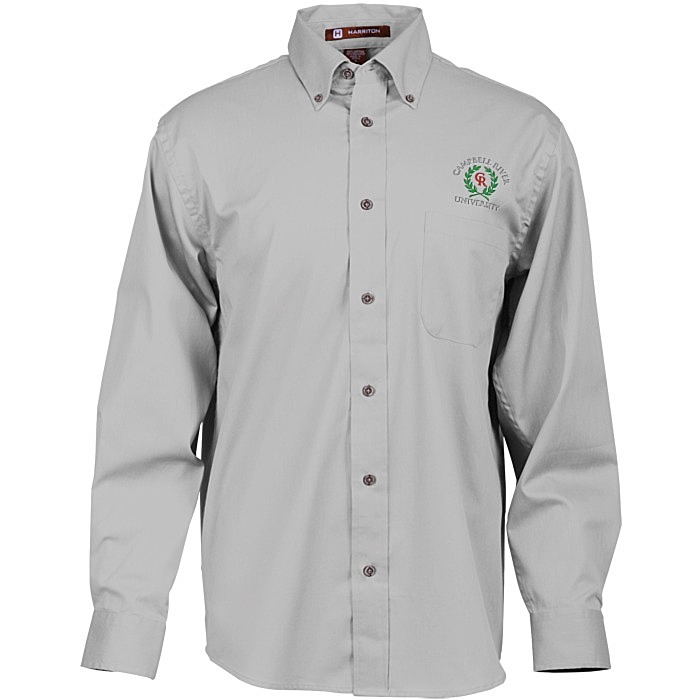 Custom Harriton Twill Shirt with Stain Release - Men's