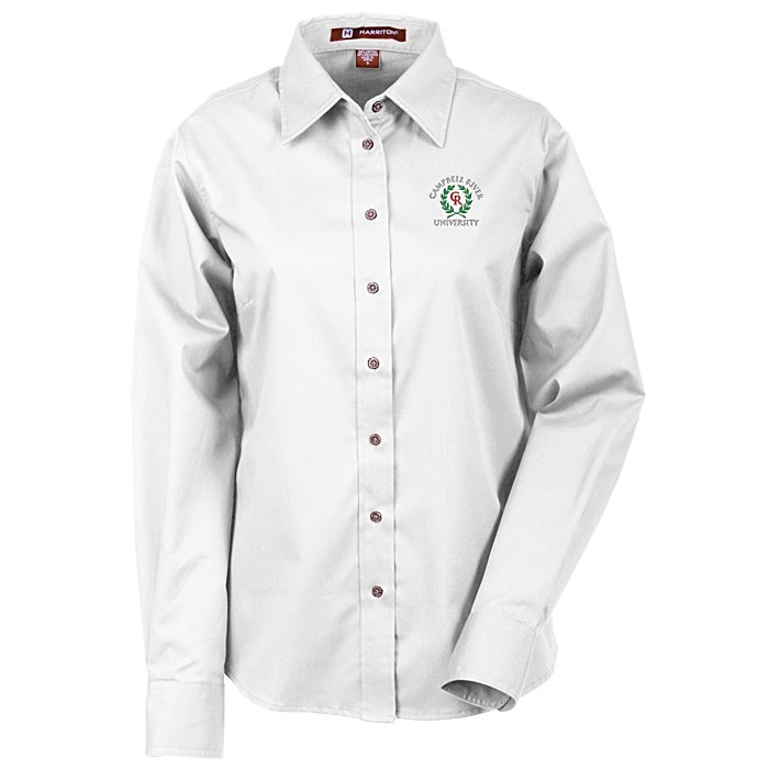 Custom Harriton Twill Shirt with Stain Release - Ladies'