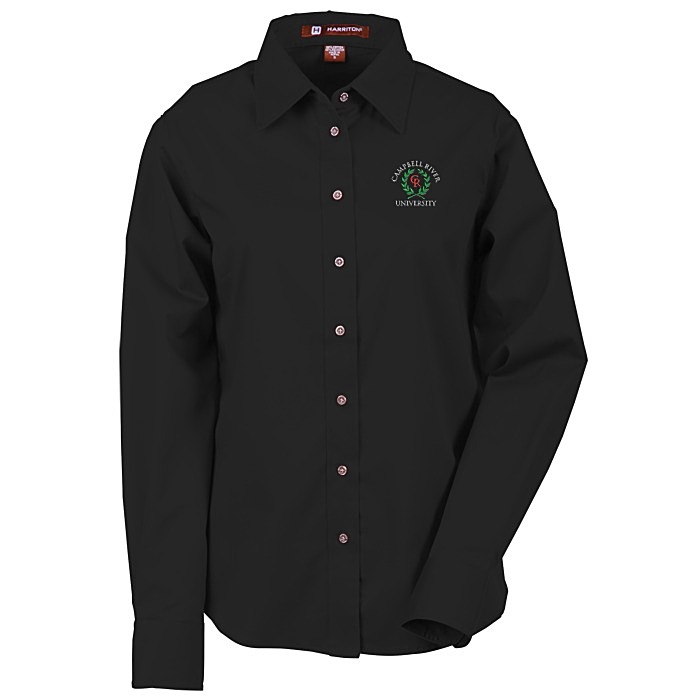 Custom Harriton Twill Shirt with Stain Release - Ladies'