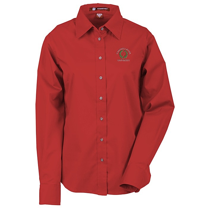 Custom Harriton Twill Shirt with Stain Release - Ladies'