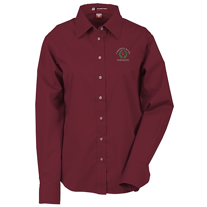Custom Harriton Twill Shirt with Stain Release - Ladies'