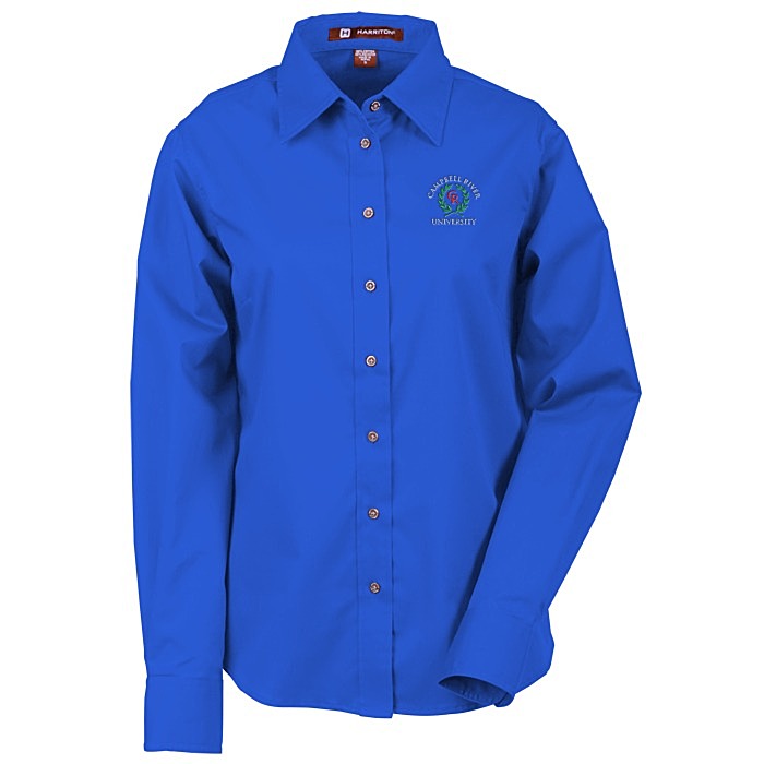 Custom Harriton Twill Shirt with Stain Release - Ladies'