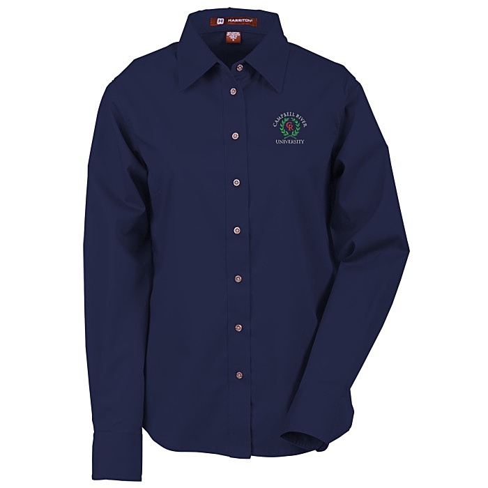 Custom Harriton Twill Shirt with Stain Release - Ladies'