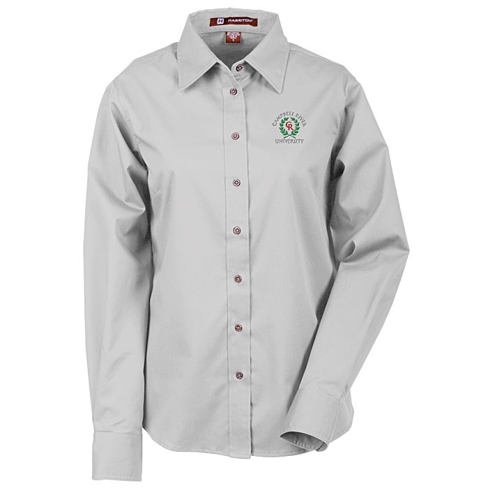 Custom Harriton Twill Shirt with Stain Release - Ladies'