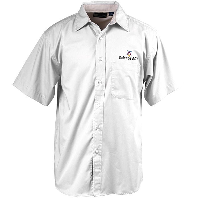 Custom Peached Fine Line Short Sleeve Twill Shirt - Men's