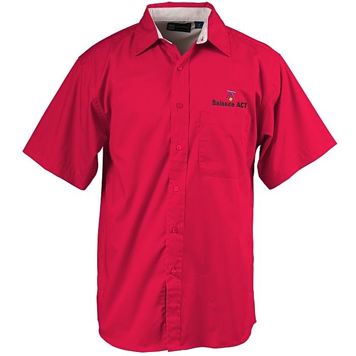Custom Peached Fine Line Short Sleeve Twill Shirt - Men's
