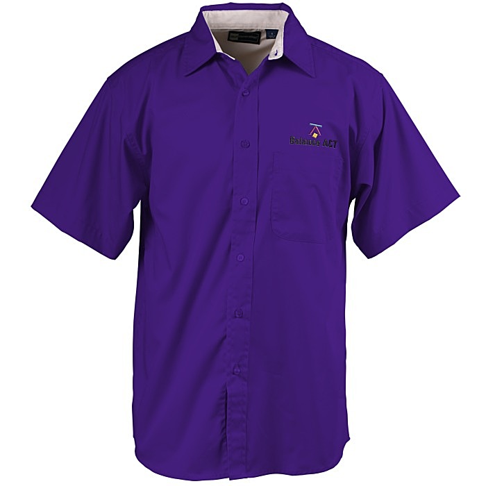 Custom Peached Fine Line Short Sleeve Twill Shirt - Men's