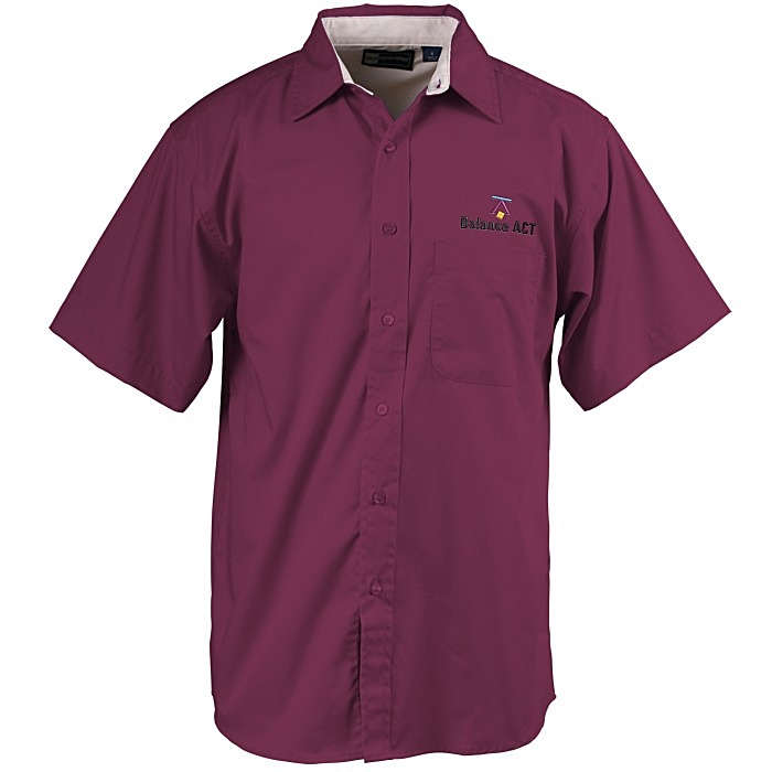 Custom Peached Fine Line Short Sleeve Twill Shirt - Men's