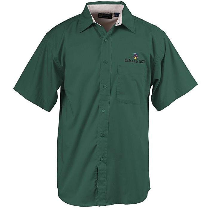 Custom Peached Fine Line Short Sleeve Twill Shirt - Men's