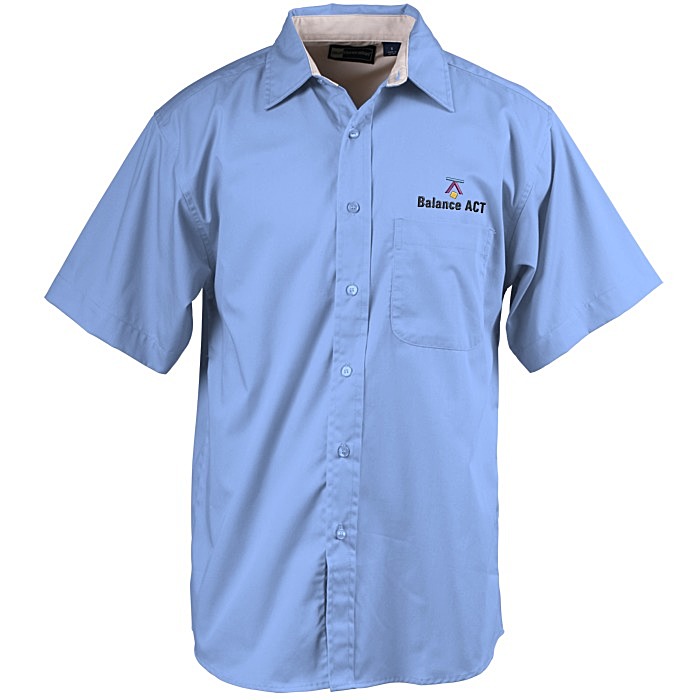 Custom Peached Fine Line Short Sleeve Twill Shirt - Men's