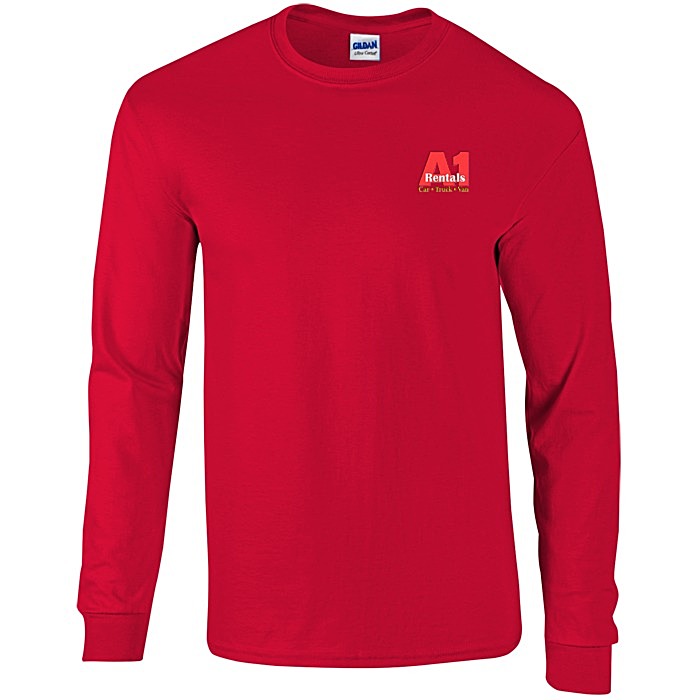 Custom Gildan Ultra Cotton LS T-Shirt - Embroidered - Colours
