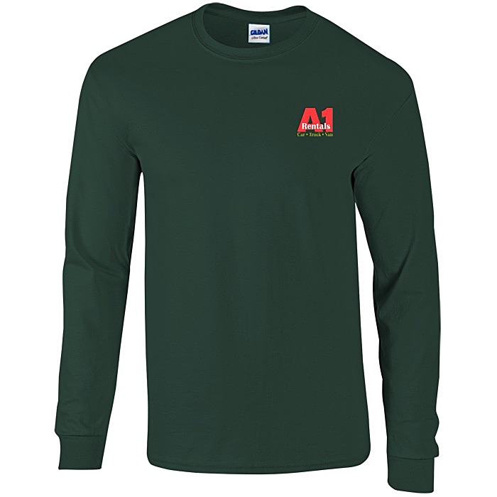 Custom Gildan Ultra Cotton LS T-Shirt - Embroidered - Colours