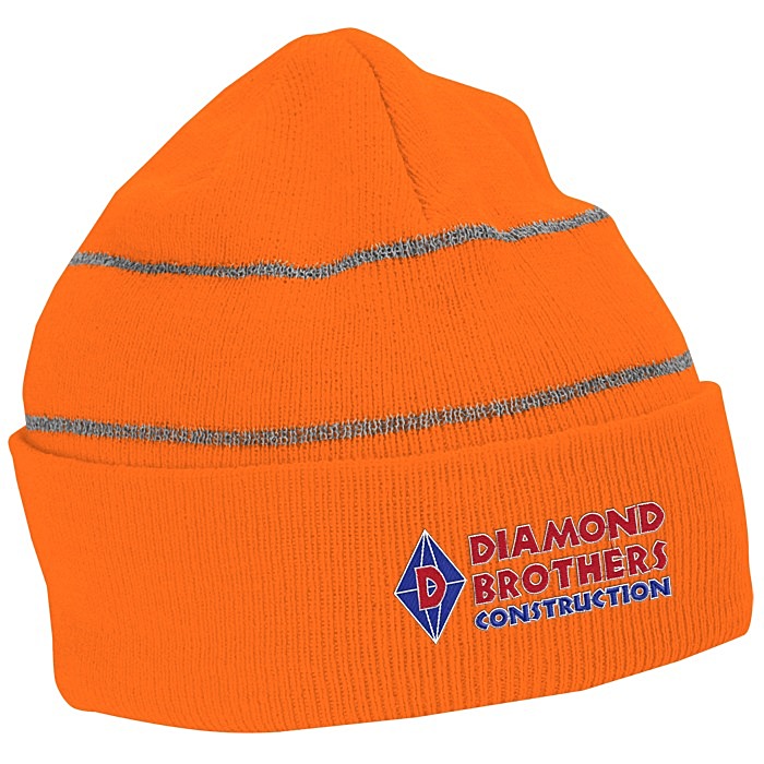 Custom Knit Beanie with Reflective Stripes