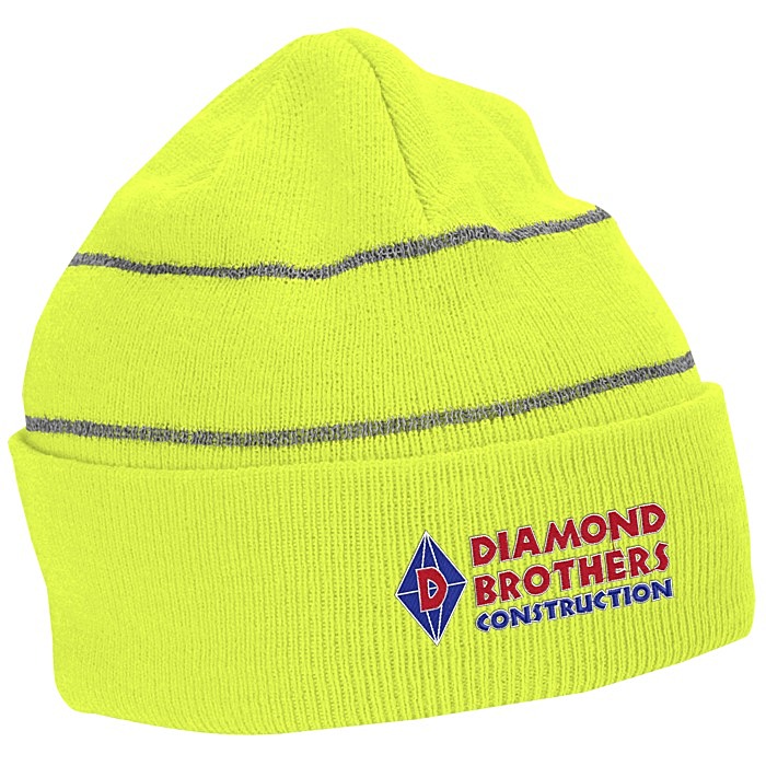 Custom Knit Beanie with Reflective Stripes