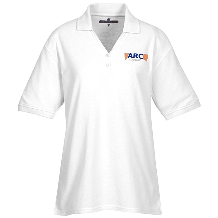 Custom Soft Touch Pique Y-Placket Sport Shirt - Ladies' - Embroidered