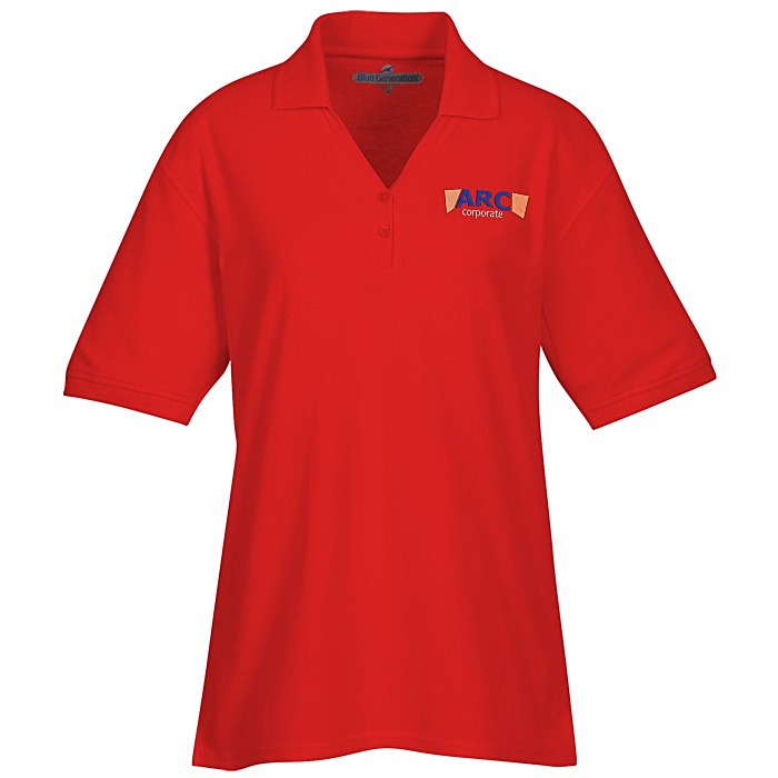 Custom Soft Touch Pique Y-Placket Sport Shirt - Ladies' - Embroidered