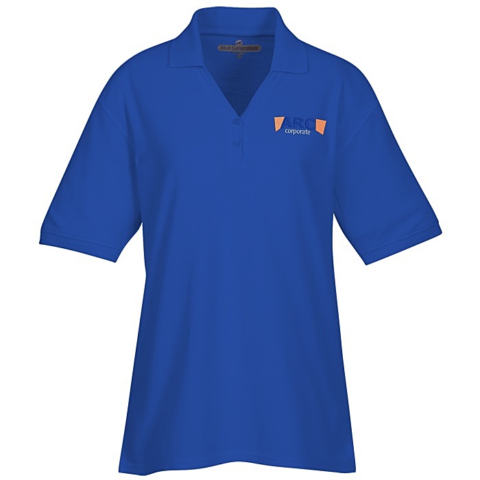 Custom Soft Touch Pique Y-Placket Sport Shirt - Ladies' - Embroidered