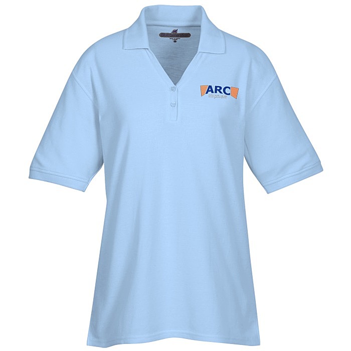Custom Soft Touch Pique Y-Placket Sport Shirt - Ladies' - Embroidered