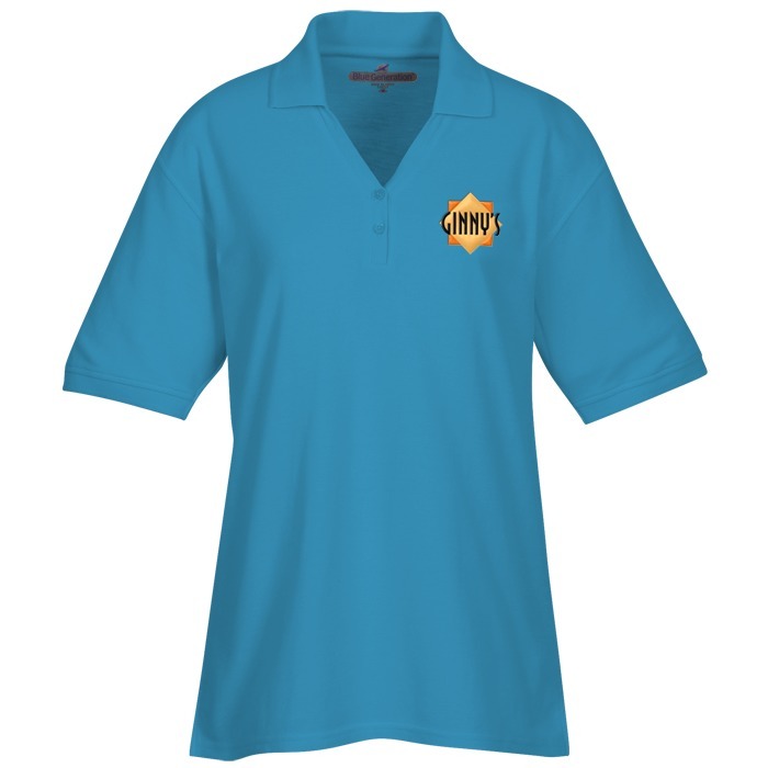 Custom Soft Touch Pique Y-Placket Sport Shirt - Ladies' - Embroidered