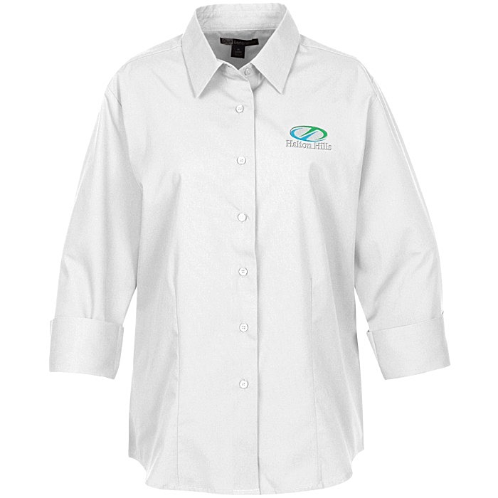 Custom Superblend 3/4 Sleeve Poplin Shirt - Ladies'