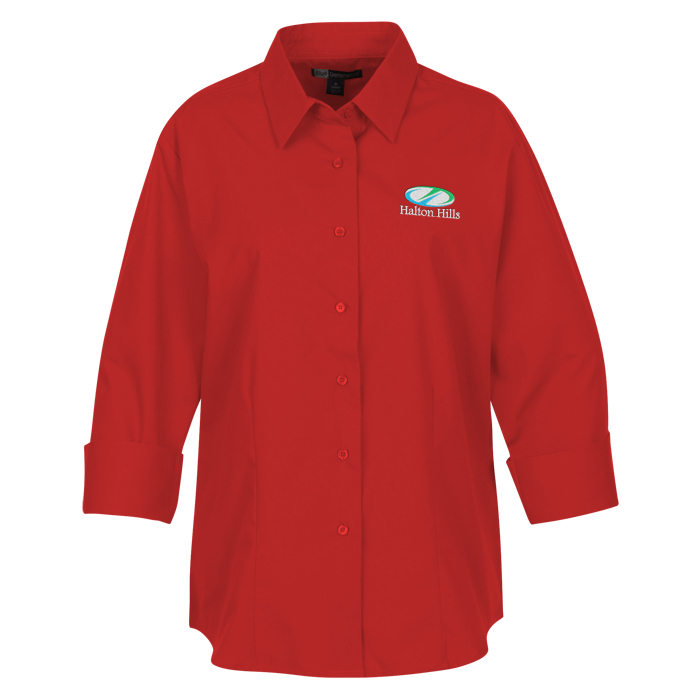 Custom Superblend 3/4 Sleeve Poplin Shirt - Ladies'
