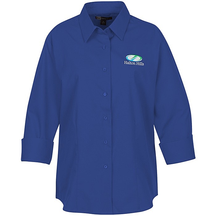 Custom Superblend 3/4 Sleeve Poplin Shirt - Ladies'